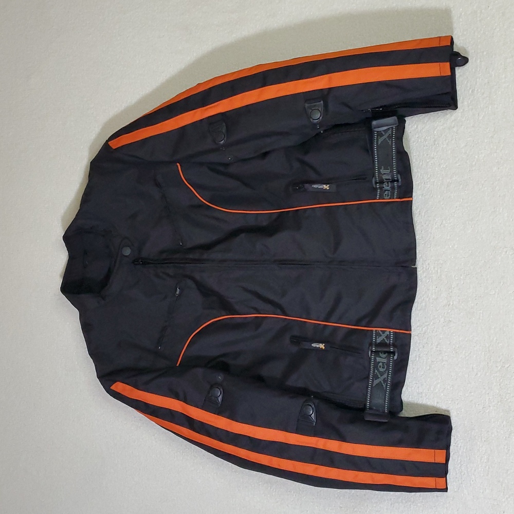 Xelement Motorcycle bikers padded black orange jacket size 2XL NWOT